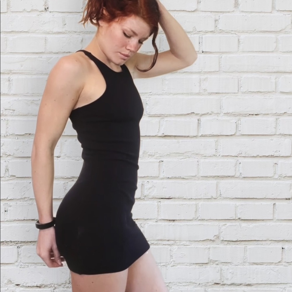 Black Ribbed Bodycon Mini Dress